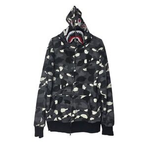 A Bathing Ape Bape Shark Full Zip Hoodie Grey City Camo XXL 002ZP1731901C